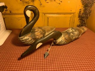 Chris Boone Swans Wood Sculpture Decoys Hand Carved " Signed "