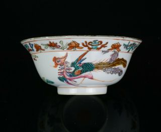Antique Chinese Porcelain Peranakan Straits Nyonya Famille Rose Phoenix Bowl 19C 2
