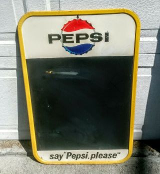 Vintage Collectible Pepsi - Cola 19 - 1/2 " X 40 " Commercial Metal Chalkboard.  Look: