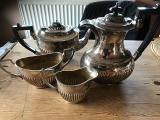 Vintage Silver Plated Hand Soldered Epns Sheffield 4 Piece Coffee/tea Set