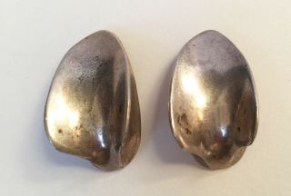 Vtg 80s Robert Lee Morris Sculptural Silver Clip On Earrings
