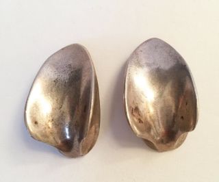 VTG 80s Robert Lee Morris Sculptural Silver Clip on Earrings 3