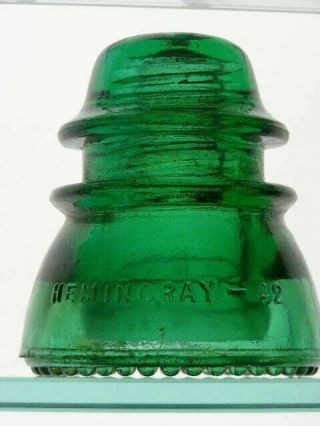 Cd 154 [70] Green Glass Insulator,  Hemingray - 42 // Made In U.  S.  A.