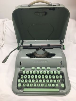 Vintage Hermes 3000 Portable Typewriter 1960s With Case And Brushes