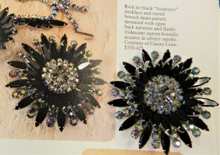 Huge Juliana D&e Jet Black & Ab Crystal Sunburst Tiered Brooch Pin,  Book Piece