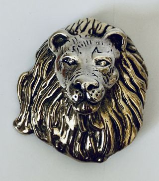 Vintage Yaacov Heller Lion Brooch/pin Pendant Sterling Silver With Gold Accent