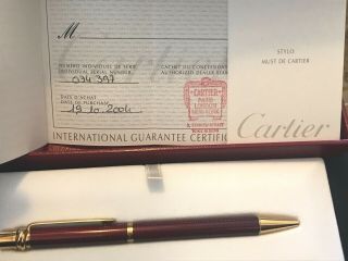 Cartier Stylo Must De Cartier Trinity Red Lac De Chine - Gift Complete
