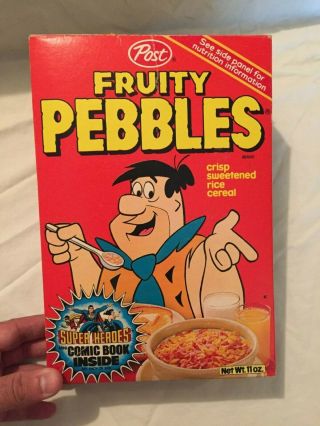Vintage 1979 Post Fruity Pebbles Dc Comics Heroes Cereal Box Superman
