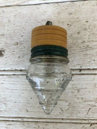 Vintage Spinning Top Glass Candy Container Avor.  Toy Usa