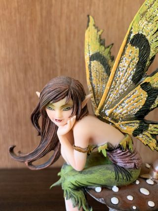 Amy Brown Thinking Of You Elfe Faery Fairy Figurine On A Mushroom