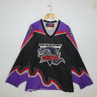 Vintage Lowell Lock Monsters Ahl Sp Hockey Jersey Size Xl Purple 90s Away