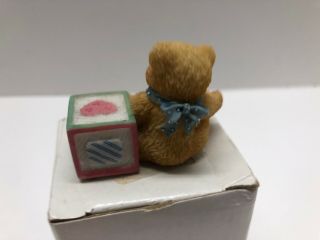 Cherished Teddies Bear with ABC E Block Miniature Figurine w/ Box 