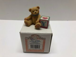 Cherished Teddies Bear With Abc Y Block Miniature Figurine W/ Box " Y "