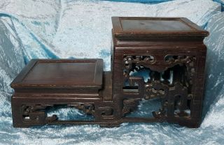 LARGE ANTIQUE CHINESE HARDWOOD CARVED SCHOLAR ' S PRECIOUS OBJECTS STAND QING.  NR 2