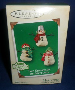 2003 Hallmark Miniature Ornament Set The Snowmen Of Mitford