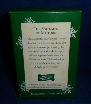 2003 Hallmark Miniature Ornament Set The Snowmen of Mitford 2