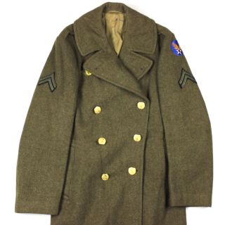 Usaaf Enlisted Man Od Wool Overcoat Great Coat Size 36l