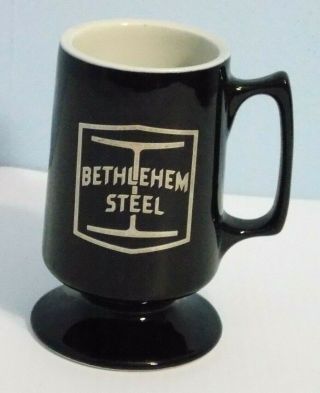 Vintage Bethlehem Steel Sparrows Point Maryland Glass Mug Cup Pedestal