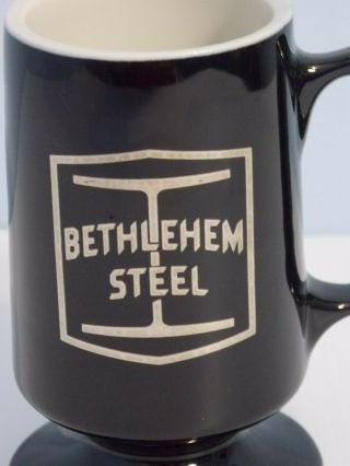 Vintage BETHLEHEM STEEL Sparrows Point Maryland Glass Mug Cup Pedestal 2