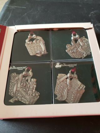 Longaberger Christmas Basket Ornaments Set Of 4 Pewter