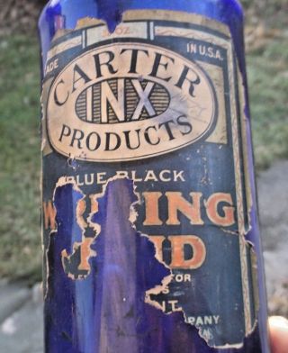 COBALT BLUE 32 OZ CARTER ' S MASTER INK W/CARTER ' S INX STOPPER & PARTIAL LABEL 3