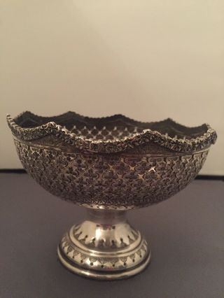 Large Antique Middle Eastern Islamic Persian Solid Silver Signed Bowl Over 300 G