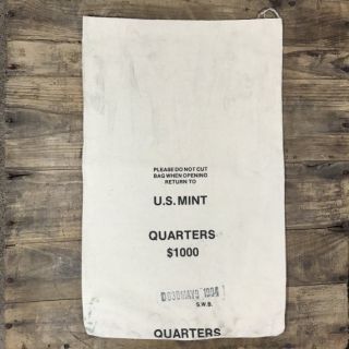(10) Ten Vintage U.  S.  Canvas Money Bank Bags $1000 Quarters Deposit America