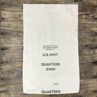 (10) TEN Vintage U.  S.  Canvas Money Bank Bags $1000 QUARTERS Deposit America 3