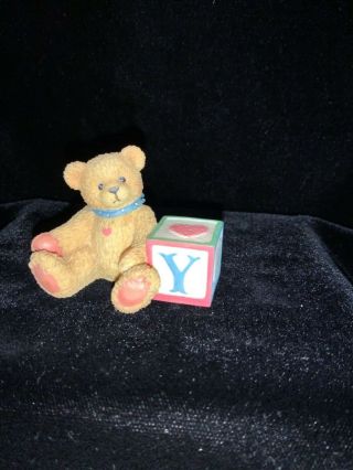 1995 Enesco Cherished Teddies Bear With Alphabet Letter " Y” Block - No Box