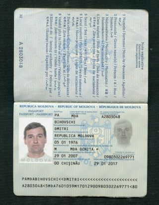 Republic Moldova International Travel Document Man Canseled