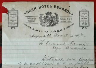 CHILE Spain invoice letterhead Gran Hotel Español Antofagasta 1917 correspondenc 2