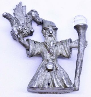 Vintage Spoontiques Pewter Wizard Figure W/ Dragon & Crystal Ball Staff Cmr947