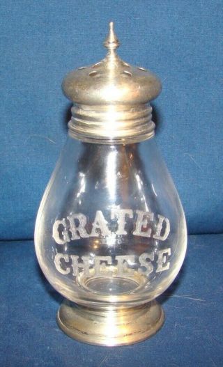 Vintage Glass Grated Cheese Shaker W/ Frank Whiting Sterling
