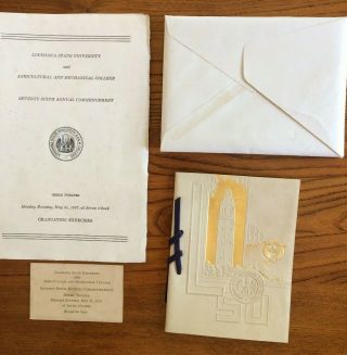 Lsu Louisiana State University Graduation Invitation Program 1937 Ephemera Vtg