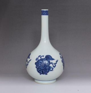 Old Rare Chinese Blue And White Porcelain Vase With Yongzheng Mark 38cm (e87)