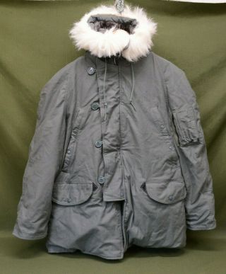 Vintage 1970s Usaf Extreme Cold Weather Parka Type N - 3b Syn Fur Hood Medium J21