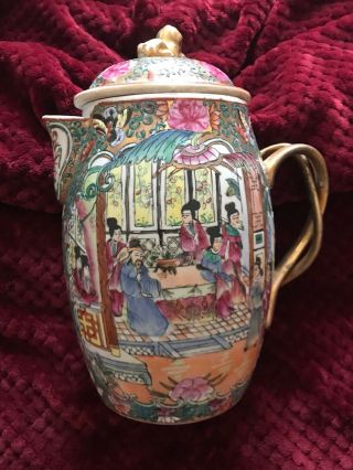 LARGE Antique Chinese Polychrome Porcelain Jug - birds and flowers 2