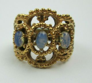 Vintage Ring 18k Yellow Gold Filled 3 Opal Stones Size 4 1/2 5 Grams
