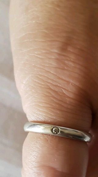Authentic Tiffany & Co Sterling Silver Diamond Band
