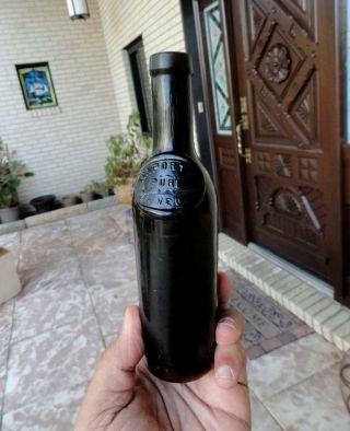 Black Glass Seal Imported Pure Olive Oil Bottle