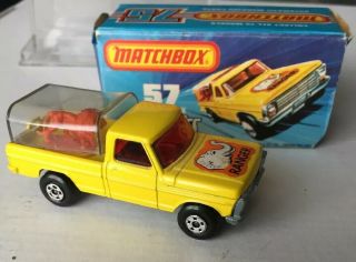 Matchbox Rola - Matics 57 Yellow Wild Life Ranger Truck 1973 Lesney England Mib