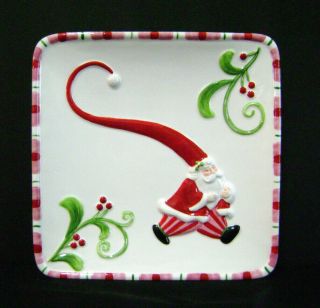 Fitz And Floyd Mingle Jingle Be Merry Santa Christmas Plate 6½” Square