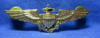 Wwii 1/20 10k Gold Filled Navy Aviator Pilot 2 3/4 Inch Wings Badge By H&h