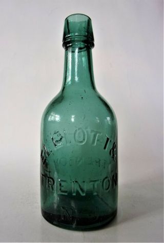 Teal Blue Green Squat Soda Or Beer Bottle Elliott & Ledlie Trenton Nj Near