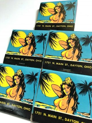 Vintage Tiki Matchbook Naked Lady Hawaiian Tropics Matches Nude Woman Mcm Dayton