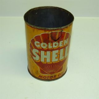 Vintage Golden Shell Motor Oil 1 Quart Empty Can