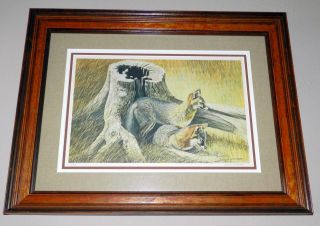 Charles Beckendorf L.  E.  55/500 Hand Signed Coyotes Wolf 23 " X 18 " Framed Print
