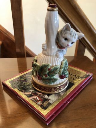 Vintage Fitz And Floyd Christmas Cat Porcelain Bell