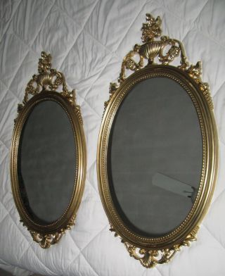 Set Of 2=vintage Gold Syroco Framed Wall Mirrors 