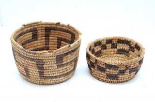 Set 2 Vintage Papago Baskets Tohono O 